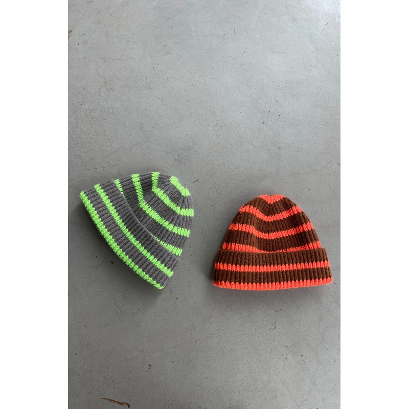 STRIPED BEANIE Orange Stripe One Size