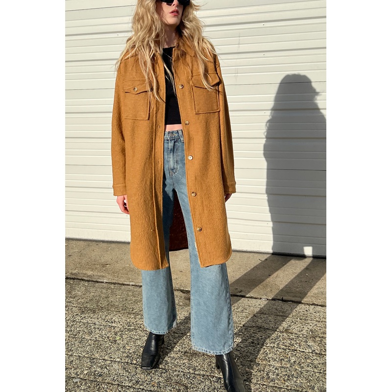 WOOL SHIRT JACKET Camel Extra Small