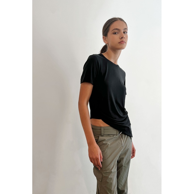ASYMMETRIC HEM T-SHIRT Black Extra Small