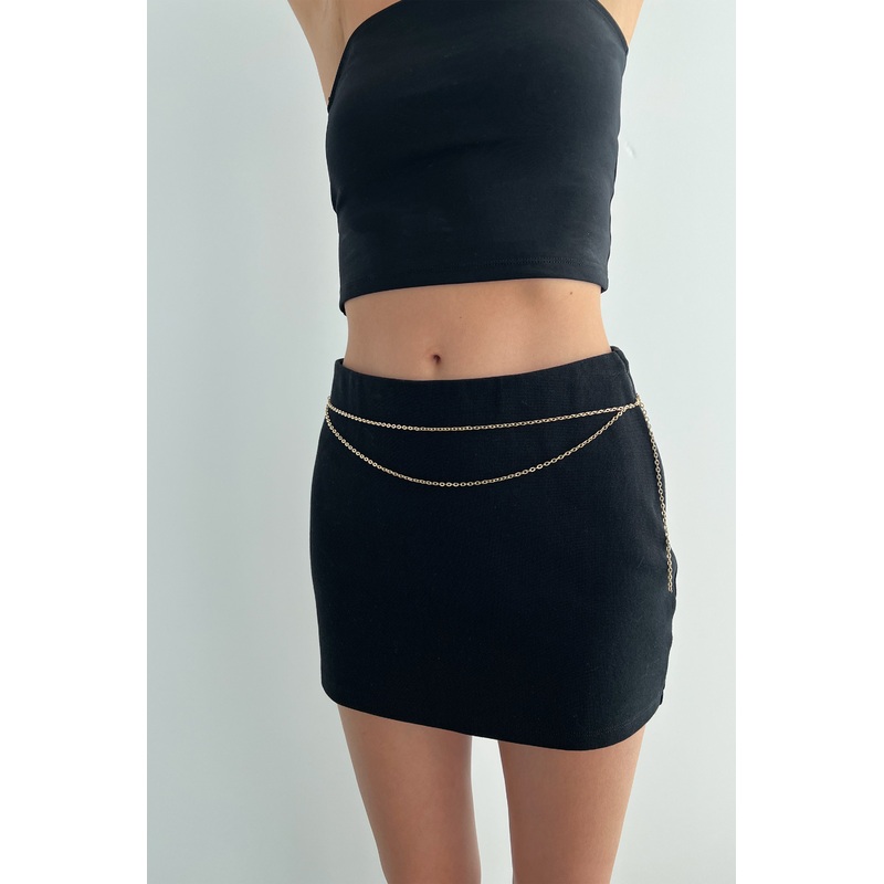 DOUBLE CHAIN BELT Gold One Size