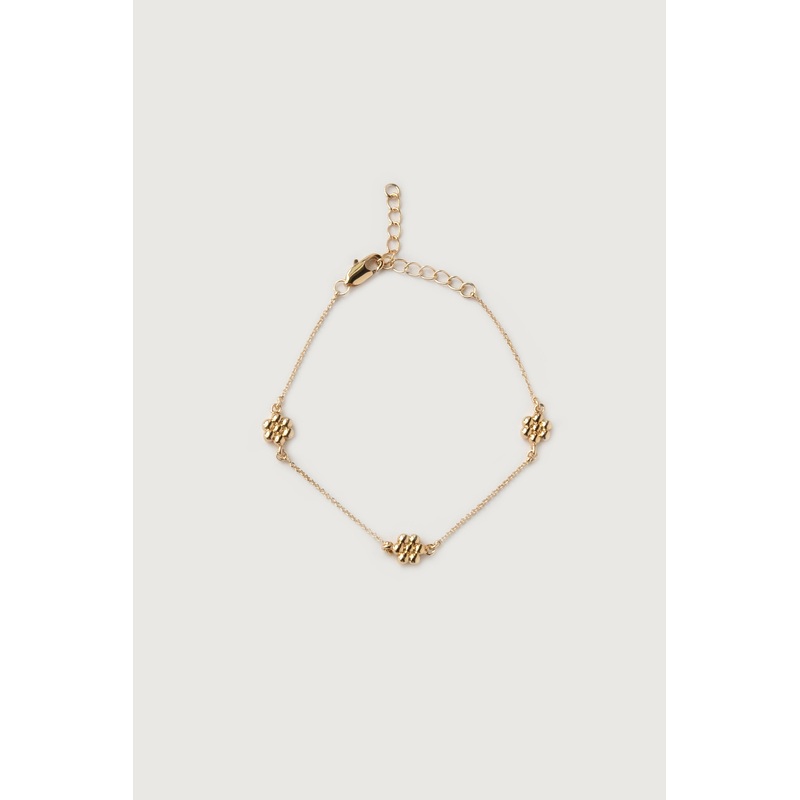 FLOWER ROLO CHAIN BRACELET Gold One Size