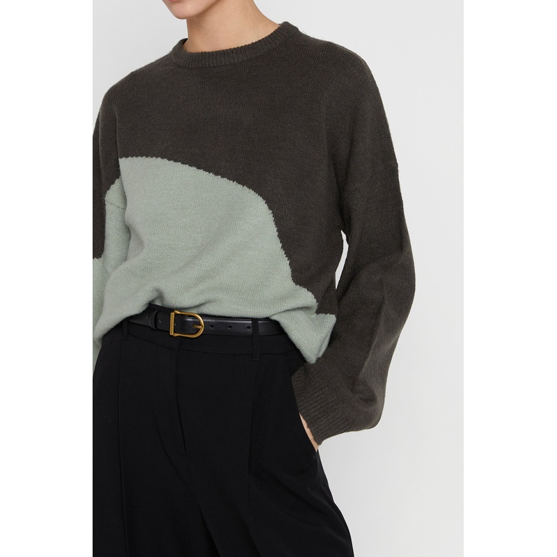 GENUINE LEATHER BELT Black One Size