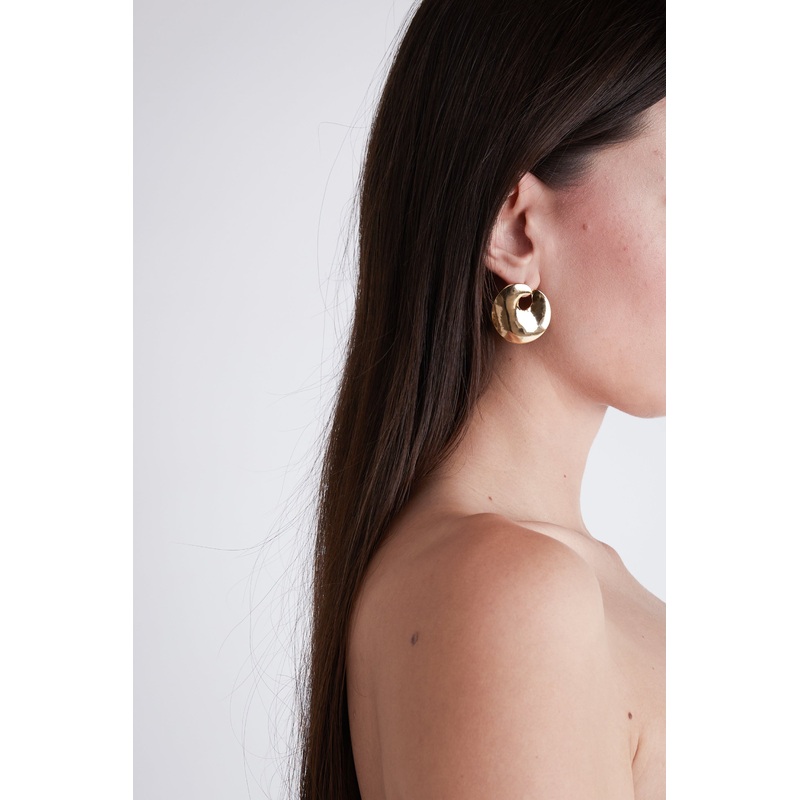 CIRCULAR FLAT EARRING Gold One Size