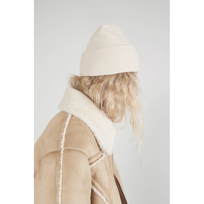 CLASSIC RIBBED BEANIE Oatmeal One Size