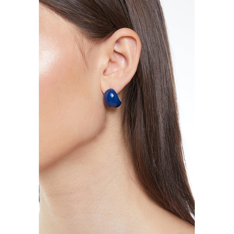 COLOURED CHUNKY MINI HOOPS Whale Blue One Size