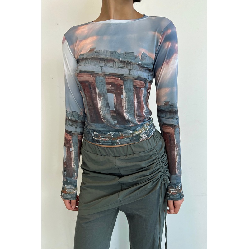 ATHENS LANDSCAPE SHEER TOP Blue Small