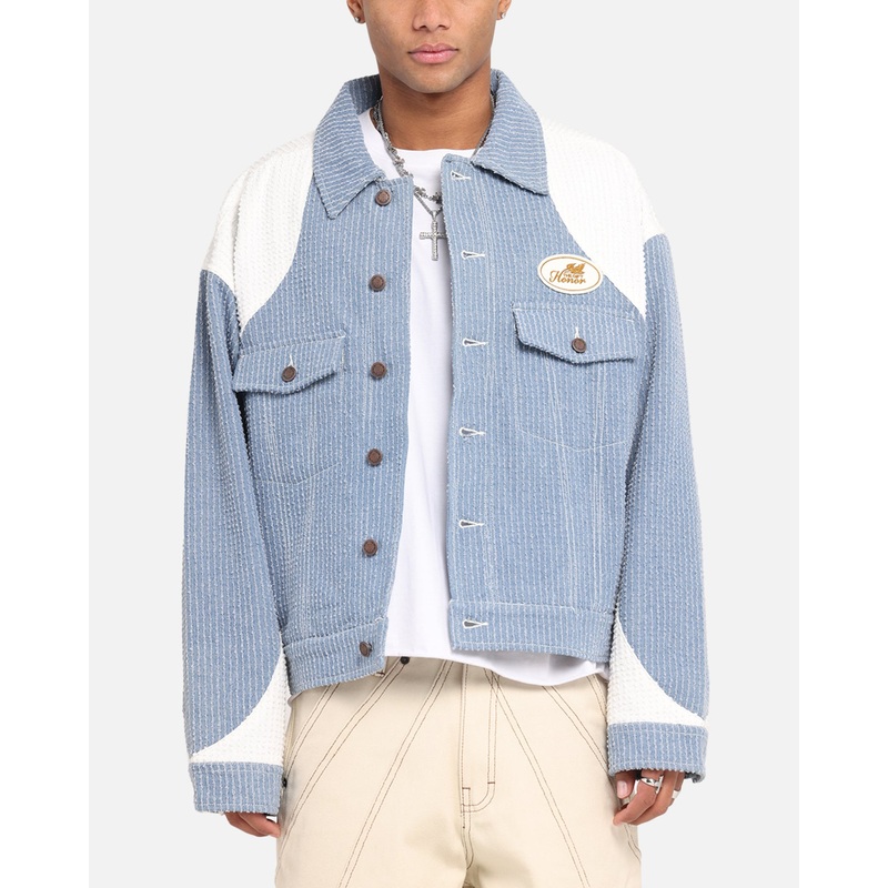 Honor The Gift Color Blocked Trucker Jacket Indigo S
