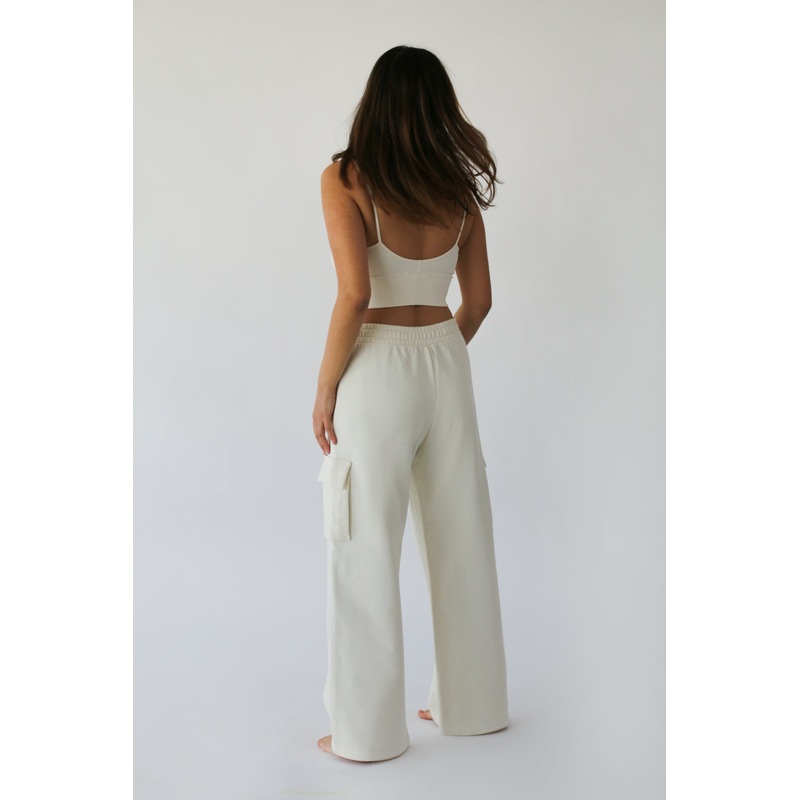 WIDE LEG CARGO SWEATPANT Cream Double Extra Small