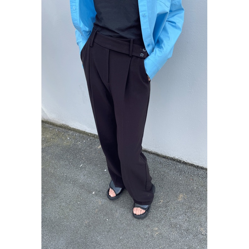 WIDE LEG CROSSOVER PANT Black 0