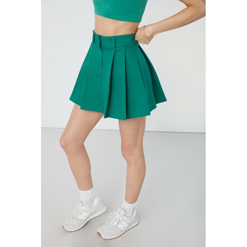 WOVEN PLEATED TENNIS SKIRT Lucky Green Small
