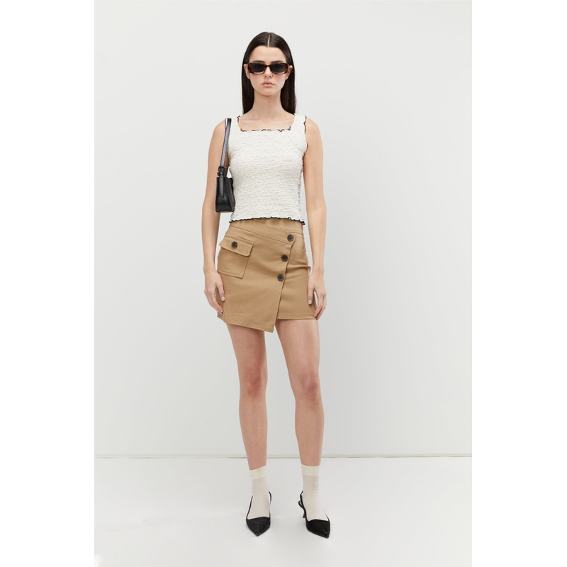 WRAP MINI SKIRT Beige Extra Small