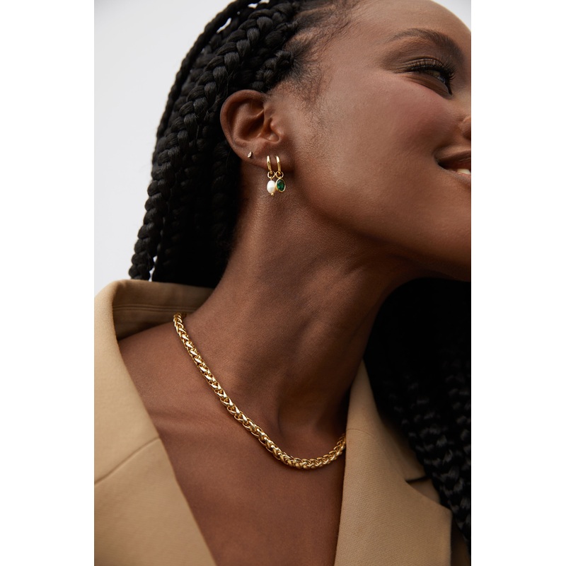 ZIRCONIA AND PEARL HOOPS Gold One Size