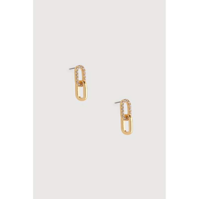 ZIRCONIA LINK EARRINGS Gold One Size