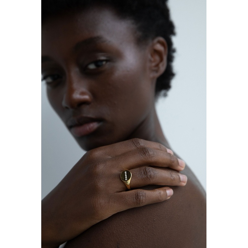 ZIRCONIA SIGNET RING Gold 6