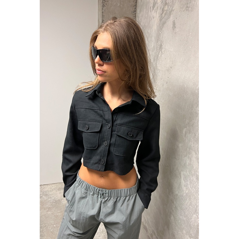 CROPPED SHIRT Black Small