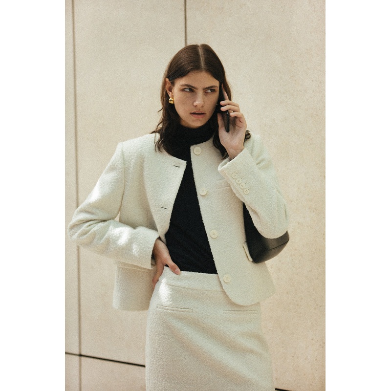 TWEED JACKET Cream Double Extra Small