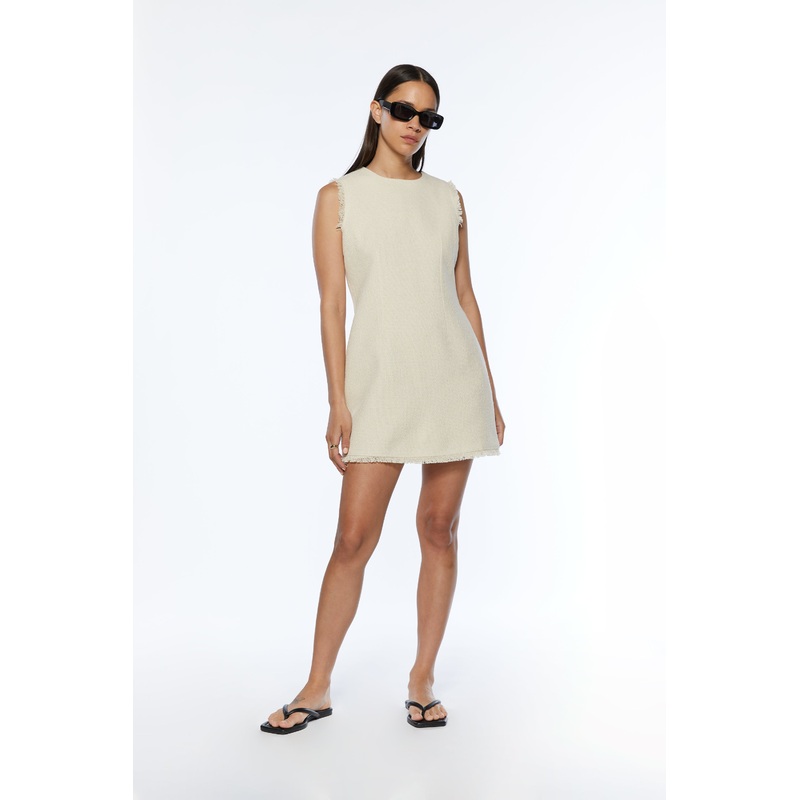TWEED MINI DRESS Beige Small