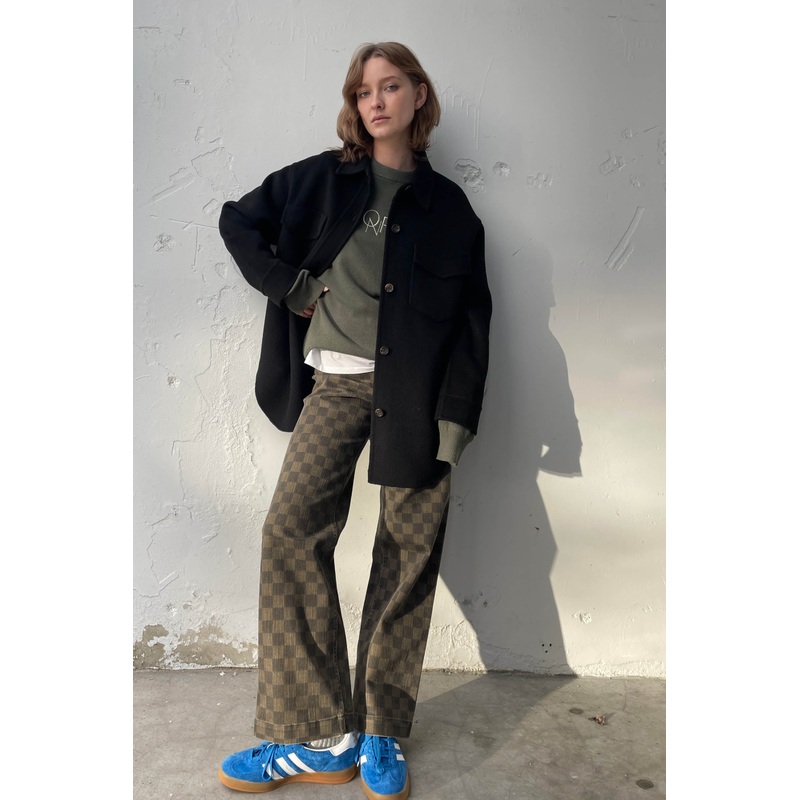 TWILL CHECKER PANT Beech Turkish Coffee 0