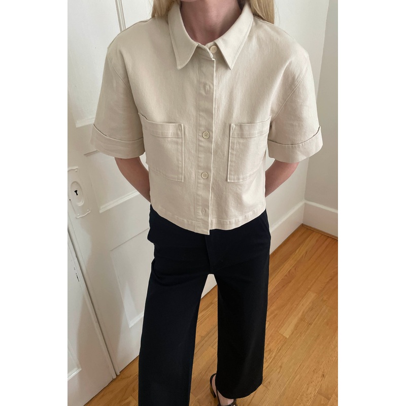 TWILL SHORT SLEEVE SHIRT Oatmeal Double Extra Small