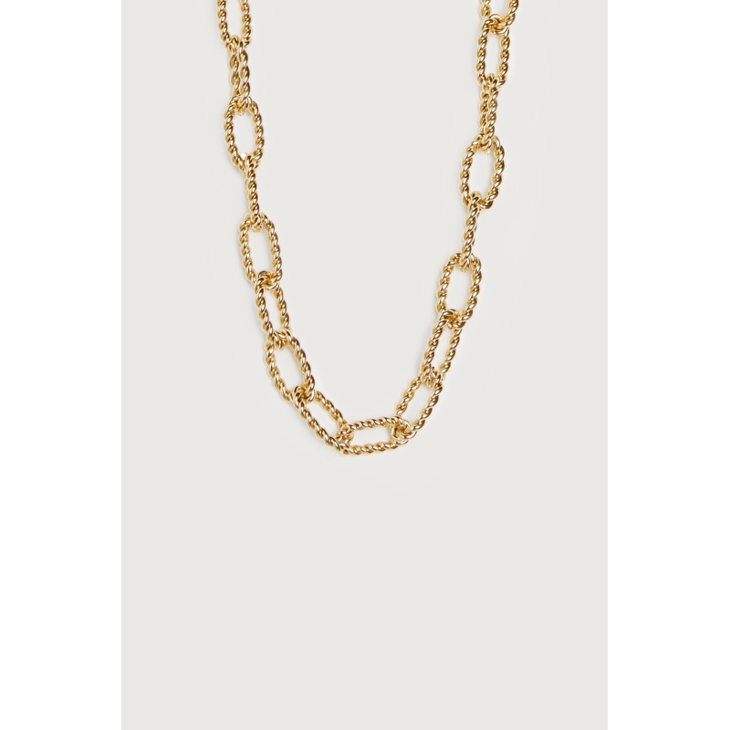 TWISTED LINK CHAIN NECKLACE Gold One Size
