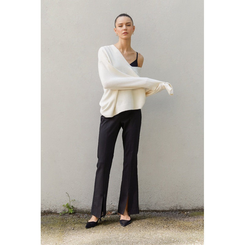 V-NECK SWEATER Cream Extra Small