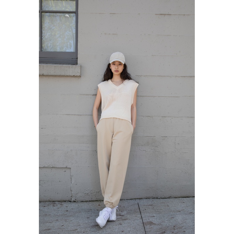 V-NECK VEST Cream Small