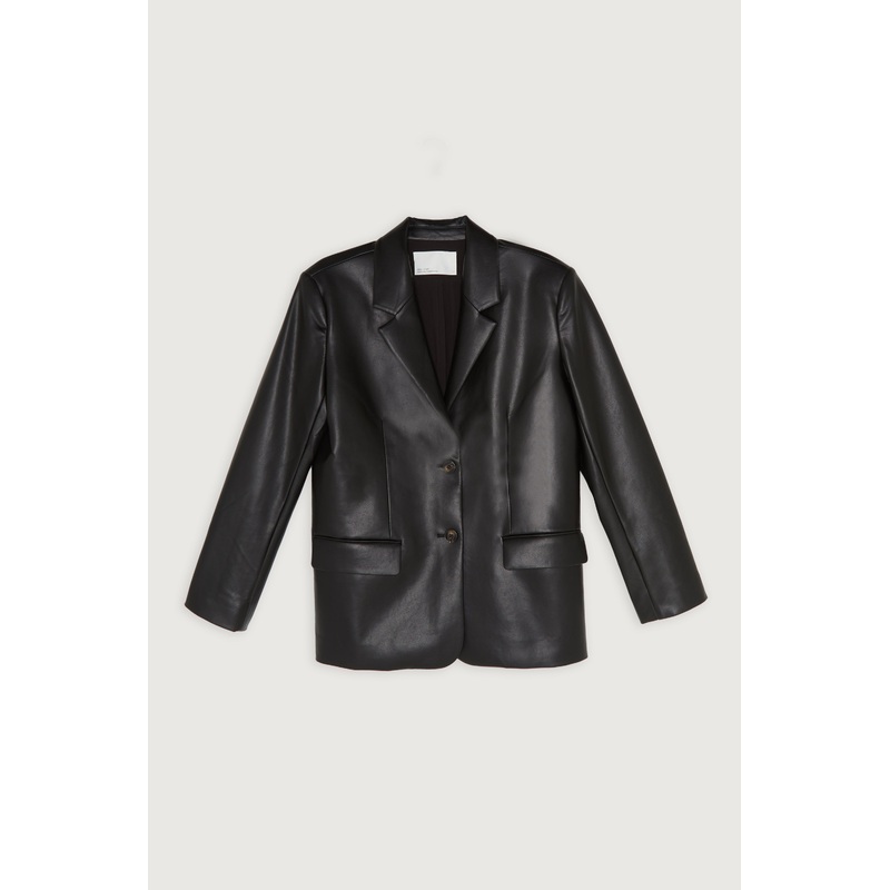 VEGAN LEATHER BLAZER Black Double Extra Small