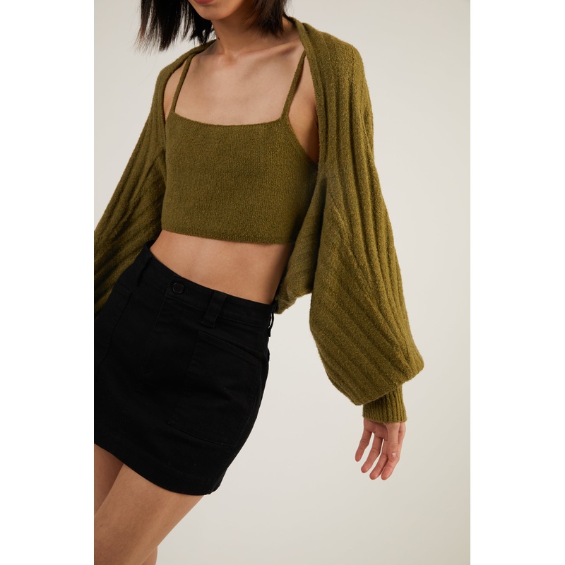 CROPPED SWEATER TANK OLIVE DRAB Double Extra Small