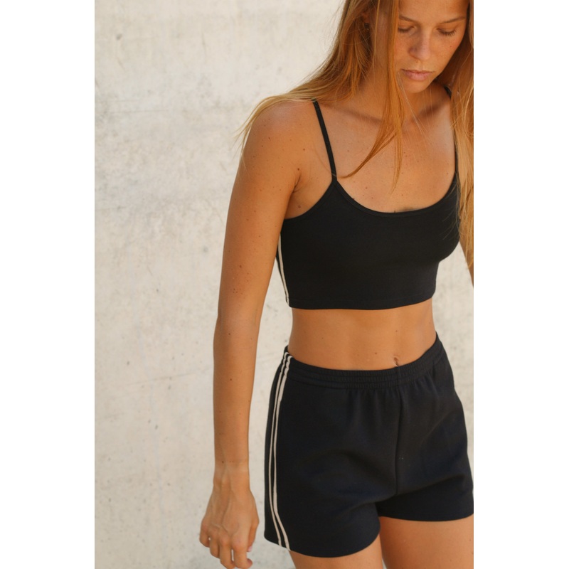 SWEAT SHORTS Black Cream Extra Small