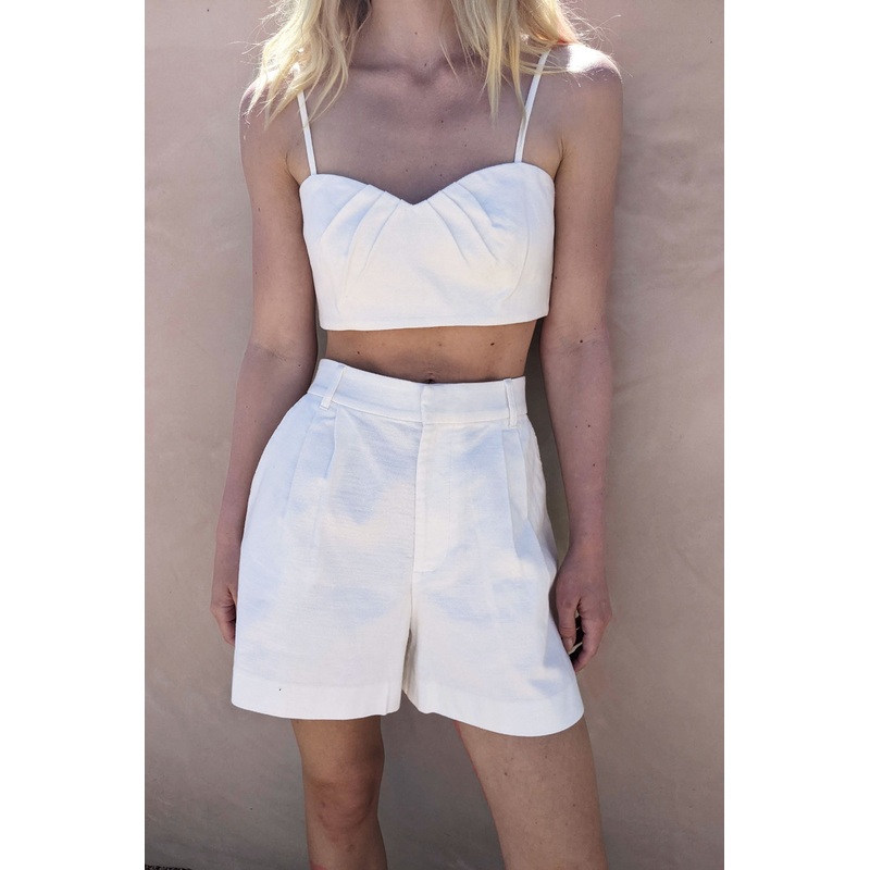 TAILORED COTTON SHORT Cream 0