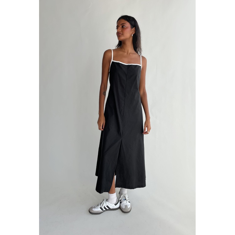TANK DRESS WITH CONTRAST TRIM Black Small