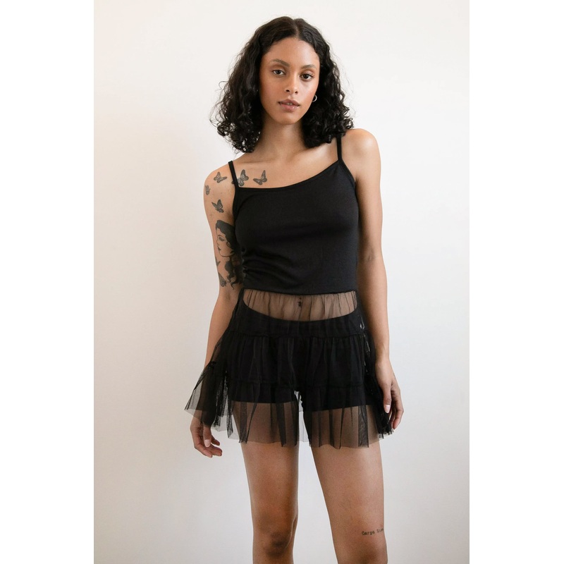 TANK WITH TULLE SKIRT Black Extra Small