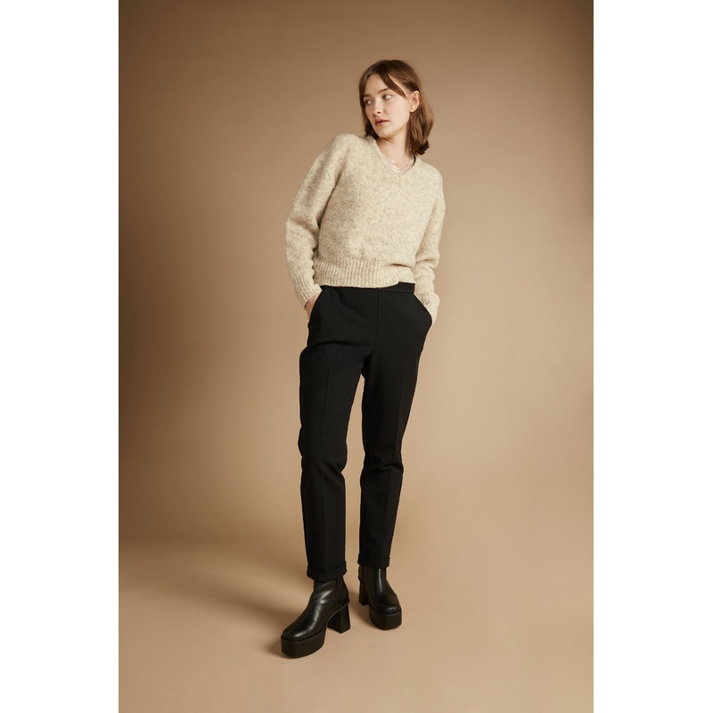 TAPERED PANT WITH ELASTIC WAIST Black Extra Small