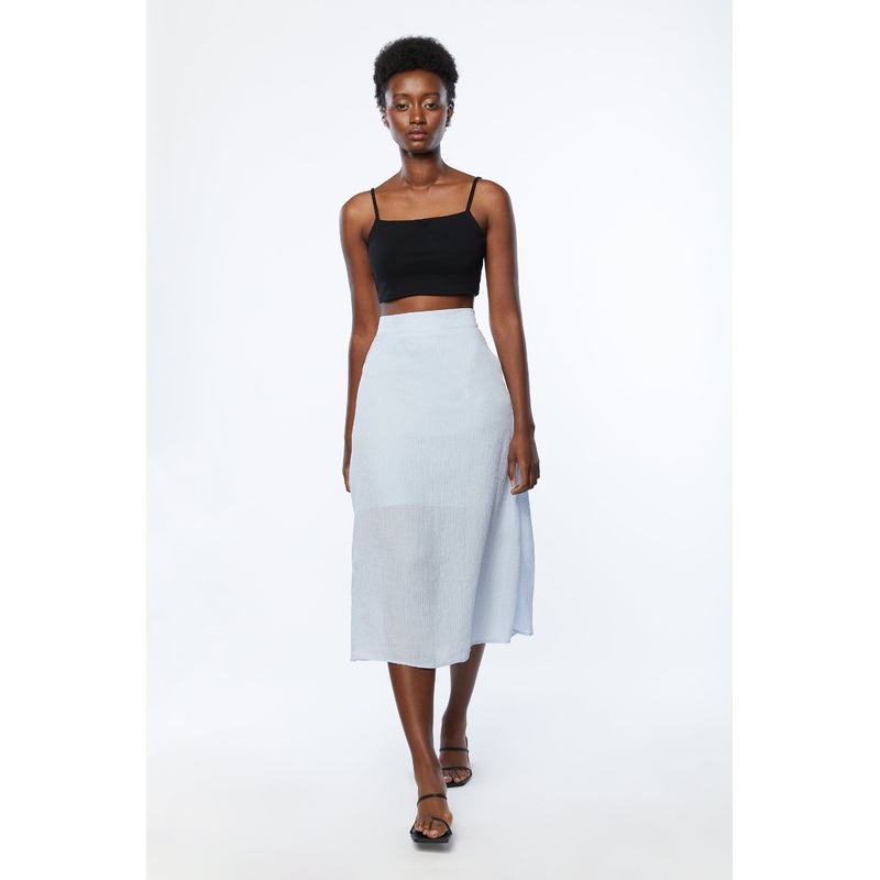 TEXTURED MIDI SKIRT Misty Blue Small