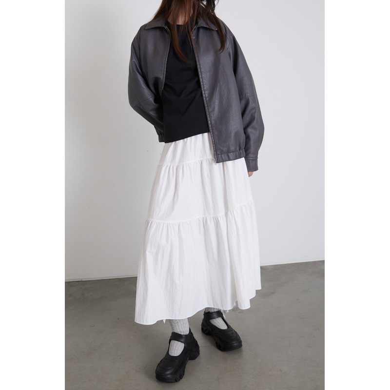THREE TIER MAXI SKIRT White Small