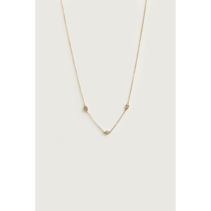 THREE ZIRCONIA NECKLACE Gold One Size