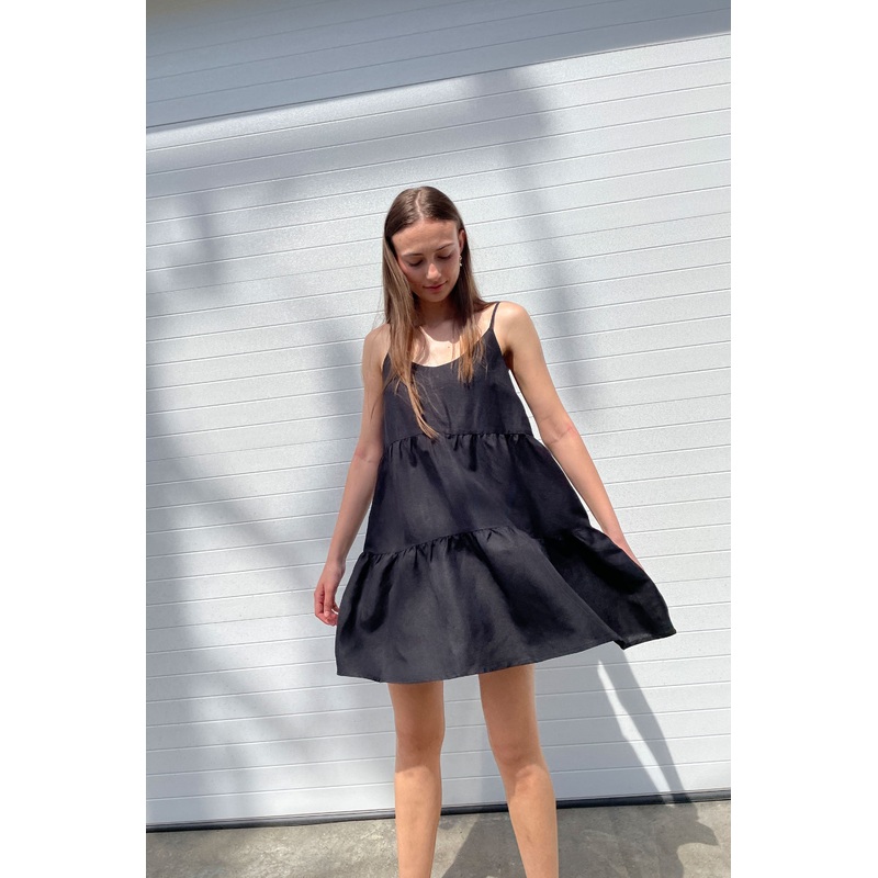 TIERED MINI DRESS Black Extra Small
