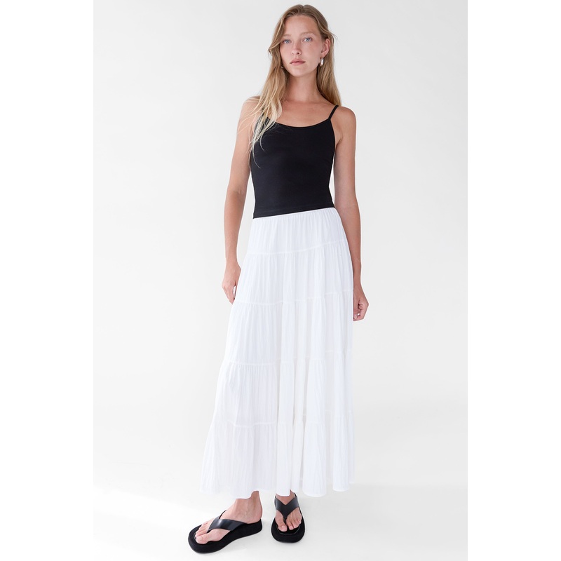TIERED SKIRT WITH ELASTIC WAISTBAND White Extra Small