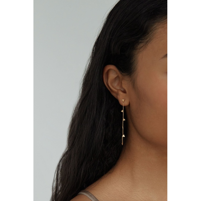 TRIANGLE CHAIN EARRING Gold One Size