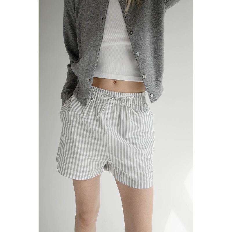 COTTON POPLIN STRIPED SHORT Paloma Stripe Extra Small