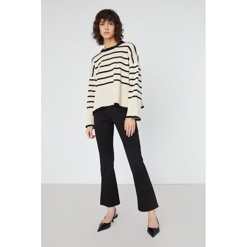 STRIPED CASHMERE SWEATER Black stripe Small