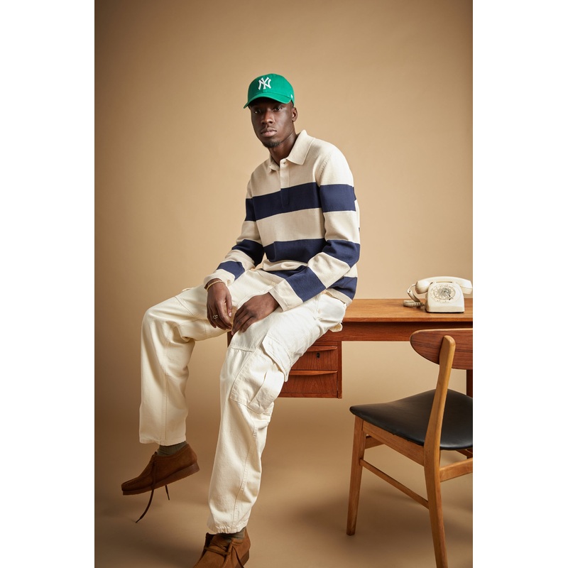 STRIPED COLLARED SWEATER Cream Maritime Blue Extra Small