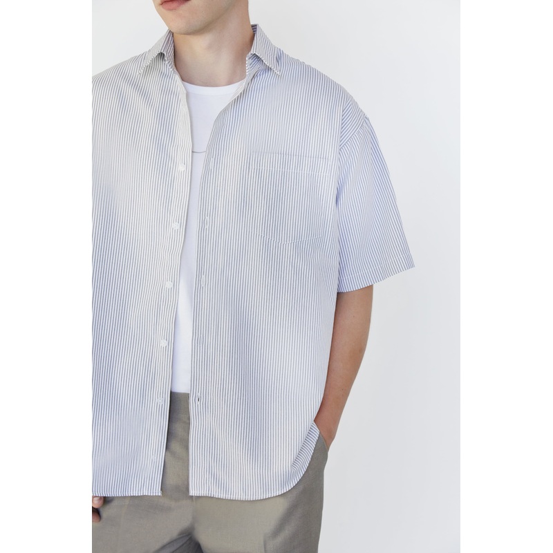 STRIPED SHORT SLEEVE SHIRT Navy Stripe Small