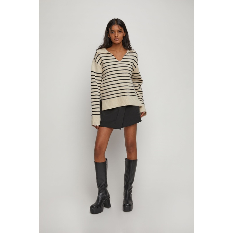 STRIPED SWEATER Beige Stripe Small