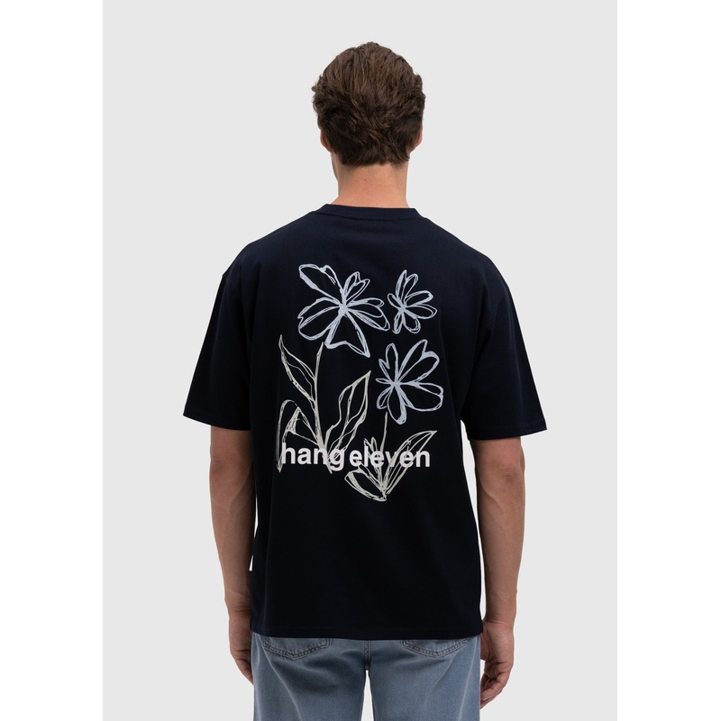 Outline Flower Tee – Navy Blue Navy XS