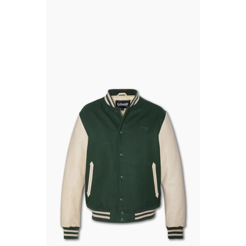 Schott NYC Varsity Jacket LC8705X Green/Beige M