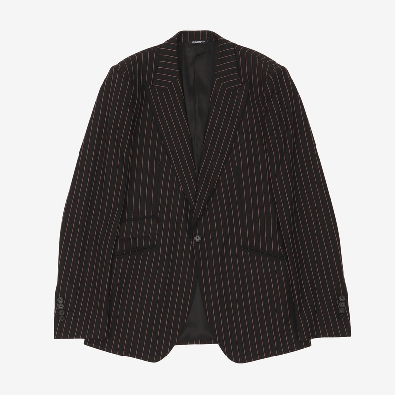 3-Piece Pinstripe Suit EU 48 Black-Red