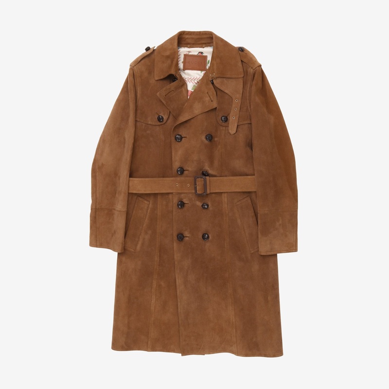 Suede Trench Coat 50 Brown