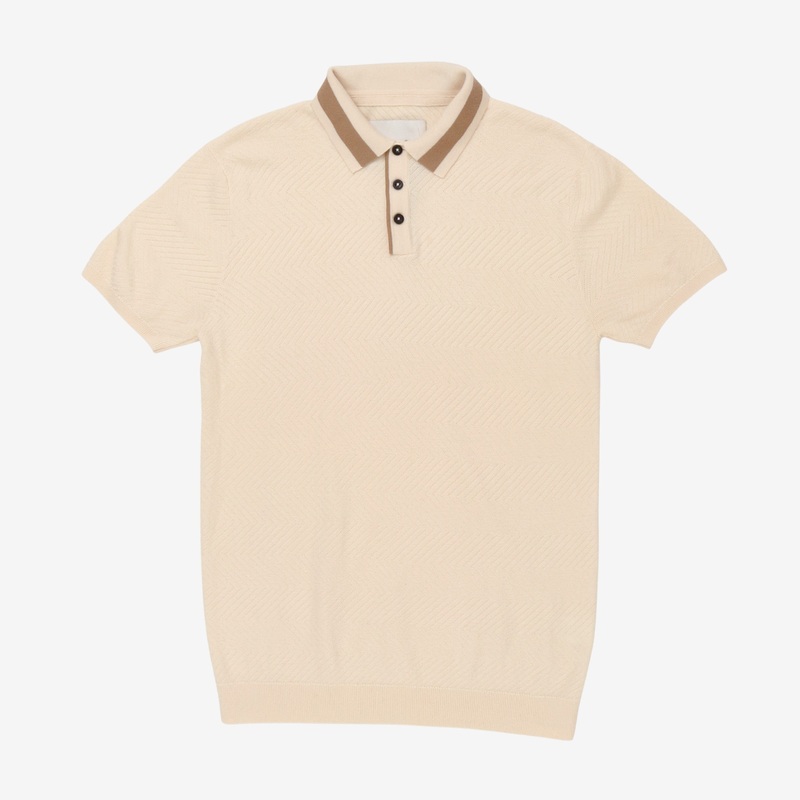 Textured Polo M Ecru