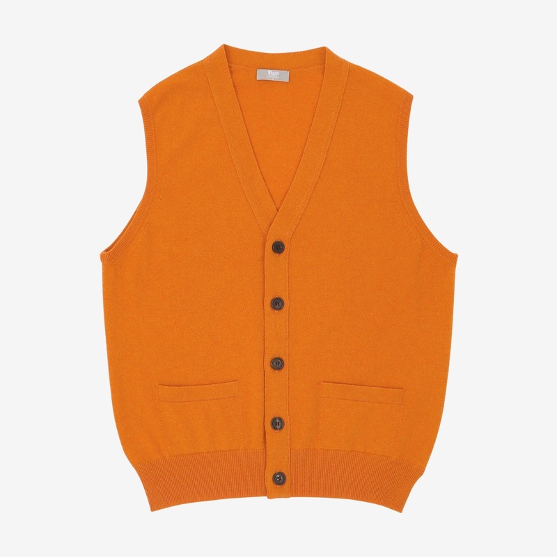 Wilton Cashmere Sleeveless Cardigan M Orange